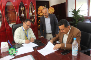 توقيع عقد شراكة مع فرع الهيئة العامة للبريد وجامعة جبلة للعلوم الطبية والصحية